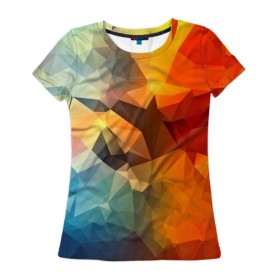 Женская футболка 3D с принтом Столкновение полигонов , 100% полиэфир ( синтетическое хлопкоподобное полотно) | прямой крой, круглый вырез горловины, длина до линии бедер | 