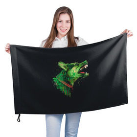 Флаг 3D с принтом Hacker dog , 100% полиэстер | плотность ткани — 95 г/м2, размер — 67 х 109 см. Принт наносится с одной стороны | art | dog | hacker | symbols