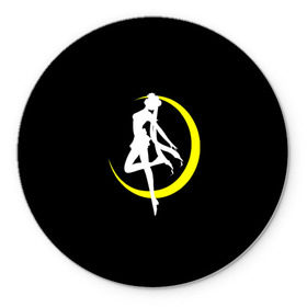 Коврик круглый с принтом Сейлор Мун , резина и полиэстер | круглая форма, изображение наносится на всю лицевую часть | logo | moon | девушка | детство | желтый | луна | мультик | мультики | черный