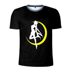 Мужская футболка 3D спортивная с принтом Сейлор Мун , 100% полиэстер с улучшенными характеристиками | приталенный силуэт, круглая горловина, широкие плечи, сужается к линии бедра | logo | moon | девушка | детство | желтый | луна | мультик | мультики | черный