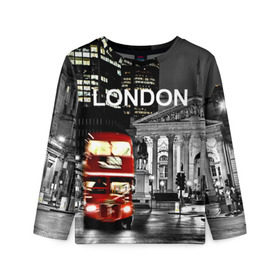 Детский лонгслив 3D с принтом Улицы Лондона , 100% полиэстер | длинные рукава, круглый вырез горловины, полуприлегающий силуэт
 | bus | city | england | evening | lights | london | night | street | two storey | united kingdom | автобус | англия | великобритания | вечер | город | двухэтажный | лондон | ночь | огни | улица