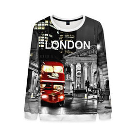 Мужской свитшот 3D с принтом Улицы Лондона , 100% полиэстер с мягким внутренним слоем | круглый вырез горловины, мягкая резинка на манжетах и поясе, свободная посадка по фигуре | bus | city | england | evening | lights | london | night | street | two storey | united kingdom | автобус | англия | великобритания | вечер | город | двухэтажный | лондон | ночь | огни | улица