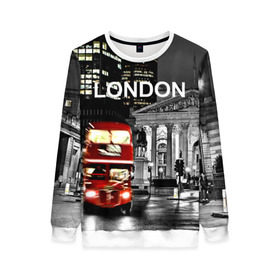 Женский свитшот 3D с принтом Улицы Лондона , 100% полиэстер с мягким внутренним слоем | круглый вырез горловины, мягкая резинка на манжетах и поясе, свободная посадка по фигуре | bus | city | england | evening | lights | london | night | street | two storey | united kingdom | автобус | англия | великобритания | вечер | город | двухэтажный | лондон | ночь | огни | улица