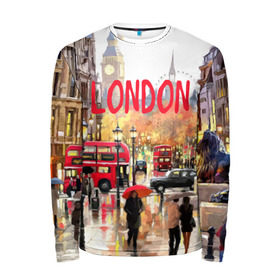 Мужской лонгслив 3D с принтом Улицы Лондона , 100% полиэстер | длинные рукава, круглый вырез горловины, полуприлегающий силуэт | england | london | united kingdom | англия | великобритания | город | лондон