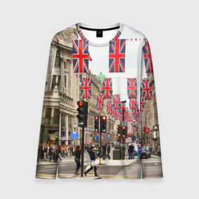 Мужской лонгслив 3D с принтом Улицы Лондона , 100% полиэстер | длинные рукава, круглый вырез горловины, полуприлегающий силуэт | city | england | flags | london | moving | pedestrians | people | street | traffic lights | united kingdom | англия | великобритания | город | лондон | люди | переход | пешеходы | светофоры | улица | флаги