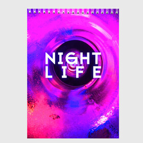 Скетчбук с принтом Night life , 100% бумага
 | 48 листов, плотность листов — 100 г/м2, плотность картонной обложки — 250 г/м2. Листы скреплены сверху удобной пружинной спиралью | Тематика изображения на принте: color | life | night | party | вечеринка | дискотека | жизнь | ночная | ночь | туса