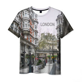 Мужская футболка 3D с принтом Улицы Лондона , 100% полиэфир | прямой крой, круглый вырез горловины, длина до линии бедер | Тематика изображения на принте: boulevard | city | england | london | street | united kingdom | англия | бульвар | великобритания | город | лондон | улица