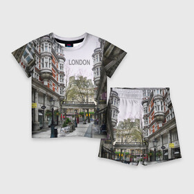 Детский костюм с шортами 3D с принтом Улицы Лондона ,  |  | boulevard | city | england | london | street | united kingdom | англия | бульвар | великобритания | город | лондон | улица