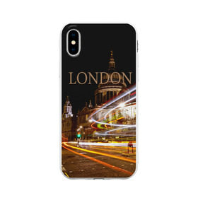 Чехол для Apple iPhone X силиконовый матовый с принтом Улицы Лондона , Силикон | Печать на задней стороне чехла, без боковой панели | city | england | lights | london | night | street | united kingdom | англия | великобритания | город | лондон | ночь | огни | улица