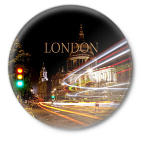 Значок с принтом Улицы Лондона ,  металл | круглая форма, металлическая застежка в виде булавки | Тематика изображения на принте: city | england | lights | london | night | street | united kingdom | англия | великобритания | город | лондон | ночь | огни | улица