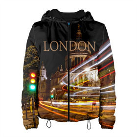 Женская куртка 3D с принтом Улицы Лондона , ткань верха — 100% полиэстер, подклад — флис | прямой крой, подол и капюшон оформлены резинкой с фиксаторами, два кармана без застежек по бокам, один большой потайной карман на груди. Карман на груди застегивается на липучку | city | england | lights | london | night | street | united kingdom | англия | великобритания | город | лондон | ночь | огни | улица