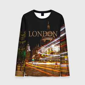 Мужской лонгслив 3D с принтом Улицы Лондона , 100% полиэстер | длинные рукава, круглый вырез горловины, полуприлегающий силуэт | city | england | lights | london | night | street | united kingdom | англия | великобритания | город | лондон | ночь | огни | улица