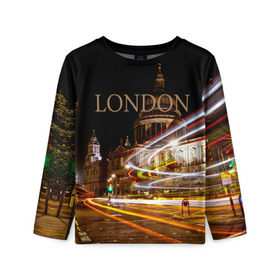 Детский лонгслив 3D с принтом Улицы Лондона , 100% полиэстер | длинные рукава, круглый вырез горловины, полуприлегающий силуэт
 | city | england | lights | london | night | street | united kingdom | англия | великобритания | город | лондон | ночь | огни | улица