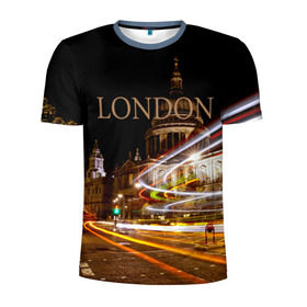 Мужская футболка 3D спортивная с принтом Улицы Лондона , 100% полиэстер с улучшенными характеристиками | приталенный силуэт, круглая горловина, широкие плечи, сужается к линии бедра | Тематика изображения на принте: city | england | lights | london | night | street | united kingdom | англия | великобритания | город | лондон | ночь | огни | улица