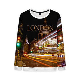 Мужской свитшот 3D с принтом Улицы Лондона , 100% полиэстер с мягким внутренним слоем | круглый вырез горловины, мягкая резинка на манжетах и поясе, свободная посадка по фигуре | city | england | lights | london | night | street | united kingdom | англия | великобритания | город | лондон | ночь | огни | улица