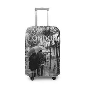 Чехол для чемодана 3D с принтом Улицы Лондона , 86% полиэфир, 14% спандекс | двустороннее нанесение принта, прорези для ручек и колес | англия | бульвар | великобритания | влюбленные | дождь | зонтик | лондон | улица