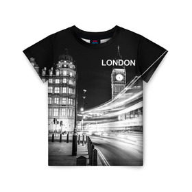 Детская футболка 3D с принтом Улицы Лондона , 100% гипоаллергенный полиэфир | прямой крой, круглый вырез горловины, длина до линии бедер, чуть спущенное плечо, ткань немного тянется | Тематика изображения на принте: england | lights | london | night | street | united kingdom | англия | великобритания | лондон | ночь | огни | улица