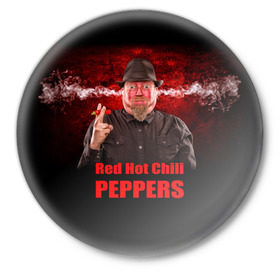 Значок с принтом Red Hot Chili Peppers ,  металл | круглая форма, металлическая застежка в виде булавки | звезда | красный | кумир | музыка | перец | рок | рок группа | хит
