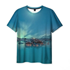 Мужская футболка 3D с принтом Сибирь , 100% полиэфир | прямой крой, круглый вырез горловины, длина до линии бедер | море | пейзаж