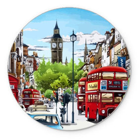 Коврик круглый с принтом Улицы Лондона , резина и полиэстер | круглая форма, изображение наносится на всю лицевую часть | city | england | london | united kingdom | англия | великобритания | город | лондон