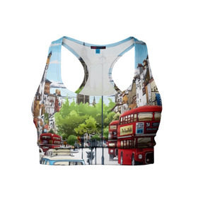 Женский спортивный топ 3D с принтом Улицы Лондона , 82% полиэстер, 18% спандекс Ткань безопасна для здоровья, позволяет коже дышать, не мнется и не растягивается |  | city | england | london | united kingdom | англия | великобритания | город | лондон