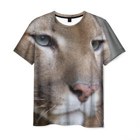 Мужская футболка 3D с принтом Пума , 100% полиэфир | прямой крой, круглый вырез горловины, длина до линии бедер | животные | кис | киска | кот | котенок | котик | кошечка | кошка | львиц | пантера | пума | рысь | хищник