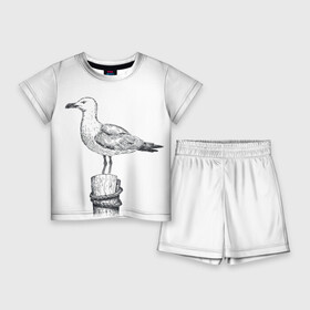 Детский костюм с шортами 3D с принтом Чайка ,  |  | Тематика изображения на принте: вмф | море | моряк | речник | флот | чайка