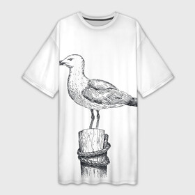 Платье-футболка 3D с принтом Чайка ,  |  | вмф | море | моряк | речник | флот | чайка