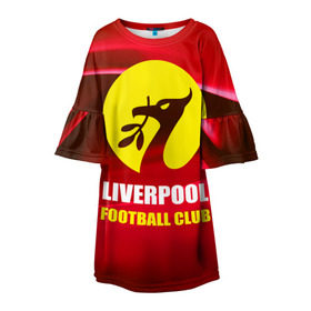 Детское платье 3D с принтом Liverpool , 100% полиэстер | прямой силуэт, чуть расширенный к низу. Круглая горловина, на рукавах — воланы | Тематика изображения на принте: football | англия | ливерпуль | премьер лига | фанат | футбол | футболист