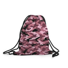Рюкзак-мешок 3D с принтом Розовый камуфляж , 100% полиэстер | плотность ткани — 200 г/м2, размер — 35 х 45 см; лямки — толстые шнурки, застежка на шнуровке, без карманов и подкладки | пиксельный
