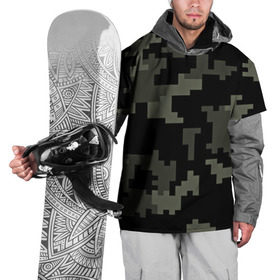 Накидка на куртку 3D с принтом Городской камуфляж , 100% полиэстер |  | пиксельный | темный