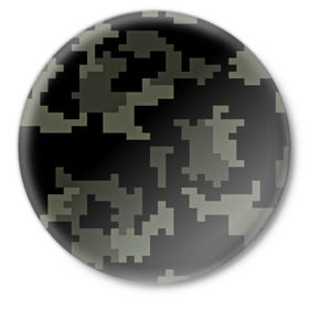 Значок с принтом Городской камуфляж ,  металл | круглая форма, металлическая застежка в виде булавки | Тематика изображения на принте: пиксельный | темный