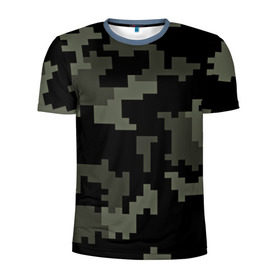 Мужская футболка 3D спортивная с принтом Городской камуфляж , 100% полиэстер с улучшенными характеристиками | приталенный силуэт, круглая горловина, широкие плечи, сужается к линии бедра | пиксельный | темный