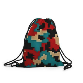 Рюкзак-мешок 3D с принтом Camouflage , 100% полиэстер | плотность ткани — 200 г/м2, размер — 35 х 45 см; лямки — толстые шнурки, застежка на шнуровке, без карманов и подкладки | камуфляж | пиксельный | разноцветный