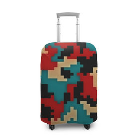 Чехол для чемодана 3D с принтом Camouflage , 86% полиэфир, 14% спандекс | двустороннее нанесение принта, прорези для ручек и колес | камуфляж | пиксельный | разноцветный