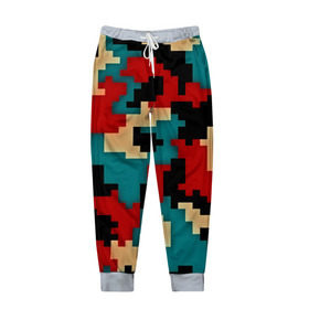 Мужские брюки 3D с принтом Camouflage , 100% полиэстер | манжеты по низу, эластичный пояс регулируется шнурком, по бокам два кармана без застежек, внутренняя часть кармана из мелкой сетки | камуфляж | пиксельный | разноцветный