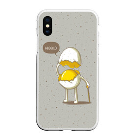 Чехол для iPhone XS Max матовый с принтом Яйцо приветствует , Силикон | Область печати: задняя сторона чехла, без боковых панелей | cook | eat | egg | food | funny | hello | smile | еда | кухня | повар | привет | прикол | смайл | улыбка | яйцо