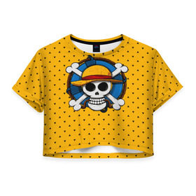 Женская футболка 3D укороченная с принтом One Pirate , 100% полиэстер | круглая горловина, длина футболки до линии талии, рукава с отворотами | bone | jack | luffy | ocean | one piece | pirate | sea | skull | treasure | большой куш | брук | джек | клад | луффи | море | нами | океан | пират | робин | санджи | сокровище | флаг | франки | череп