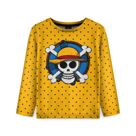 Детский лонгслив 3D с принтом One Pirate , 100% полиэстер | длинные рукава, круглый вырез горловины, полуприлегающий силуэт
 | bone | jack | luffy | ocean | one piece | pirate | sea | skull | treasure | большой куш | брук | джек | клад | луффи | море | нами | океан | пират | робин | санджи | сокровище | флаг | франки | череп