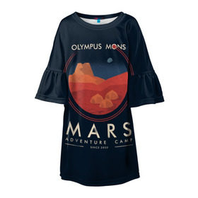 Детское платье 3D с принтом Mars Adventure Camp , 100% полиэстер | прямой силуэт, чуть расширенный к низу. Круглая горловина, на рукавах — воланы | cosmos | earth | galaxy | mars | moon | planet | space | stars | вселенная | галактика | звезды | земля | космос | луна | марс | планета