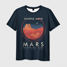 Мужская футболка 3D с принтом Mars Adventure Camp , 100% полиэфир | прямой крой, круглый вырез горловины, длина до линии бедер | Тематика изображения на принте: cosmos | earth | galaxy | mars | moon | planet | space | stars | вселенная | галактика | звезды | земля | космос | луна | марс | планета