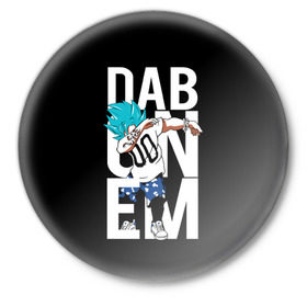 Значок с принтом Super God Dab ,  металл | круглая форма, металлическая застежка в виде булавки | anime | dragon ball | god | saiyan | драгонболл | дракон | жемчуг