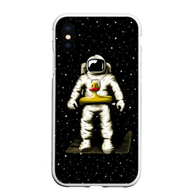Чехол для iPhone XS Max матовый с принтом Космонавт с уточкой , Силикон | Область печати: задняя сторона чехла, без боковых панелей | астронавт | ванна | галактика | звезды | космонавт | планета | утка | уточка