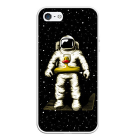Чехол для iPhone 5/5S матовый с принтом Космонавт с уточкой , Силикон | Область печати: задняя сторона чехла, без боковых панелей | астронавт | ванна | галактика | звезды | космонавт | планета | утка | уточка