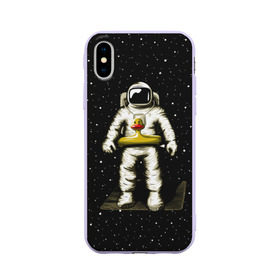 Чехол для Apple iPhone X силиконовый матовый Космонавт с уточкой: , Силикон | Печать на задней стороне чехла, без боковой панели | Тематика изображения на принте: астронавт | ванна | галактика | звезды | космонавт | планета | утка | уточка