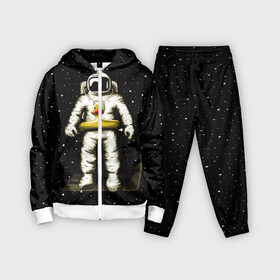 Детский костюм 3D с принтом Космонавт с уточкой ,  |  | Тематика изображения на принте: астронавт | ванна | галактика | звезды | космонавт | планета | утка | уточка