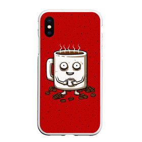 Чехол для iPhone XS Max матовый с принтом Кофейный пьяница , Силикон | Область печати: задняя сторона чехла, без боковых панелей | coffee | tea | кофе | кружка | утро | чай | чашка