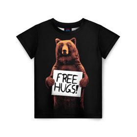 Детская футболка 3D с принтом Медвежьи обьятия , 100% гипоаллергенный полиэфир | прямой крой, круглый вырез горловины, длина до линии бедер, чуть спущенное плечо, ткань немного тянется | animal | bear | beast | bro | free hugs | hipster | man | mister | nature | бро | брутал | животное | зверь | медведь | мужчина | обьятия | природа | хипстер