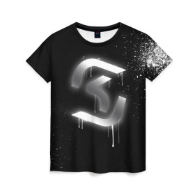 Женская футболка 3D с принтом cs:go - SK Gaming (Black collection) , 100% полиэфир ( синтетическое хлопкоподобное полотно) | прямой крой, круглый вырез горловины, длина до линии бедер | cs | csgo | sk | го | кс | ск