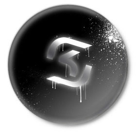 Значок с принтом cs:go - SK Gaming (Black collection) ,  металл | круглая форма, металлическая застежка в виде булавки | Тематика изображения на принте: cs | csgo | sk | го | кс | ск